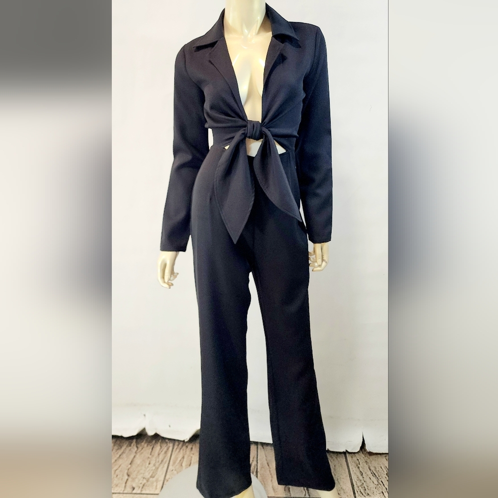 Womens long sleeve blazer jumpsuit